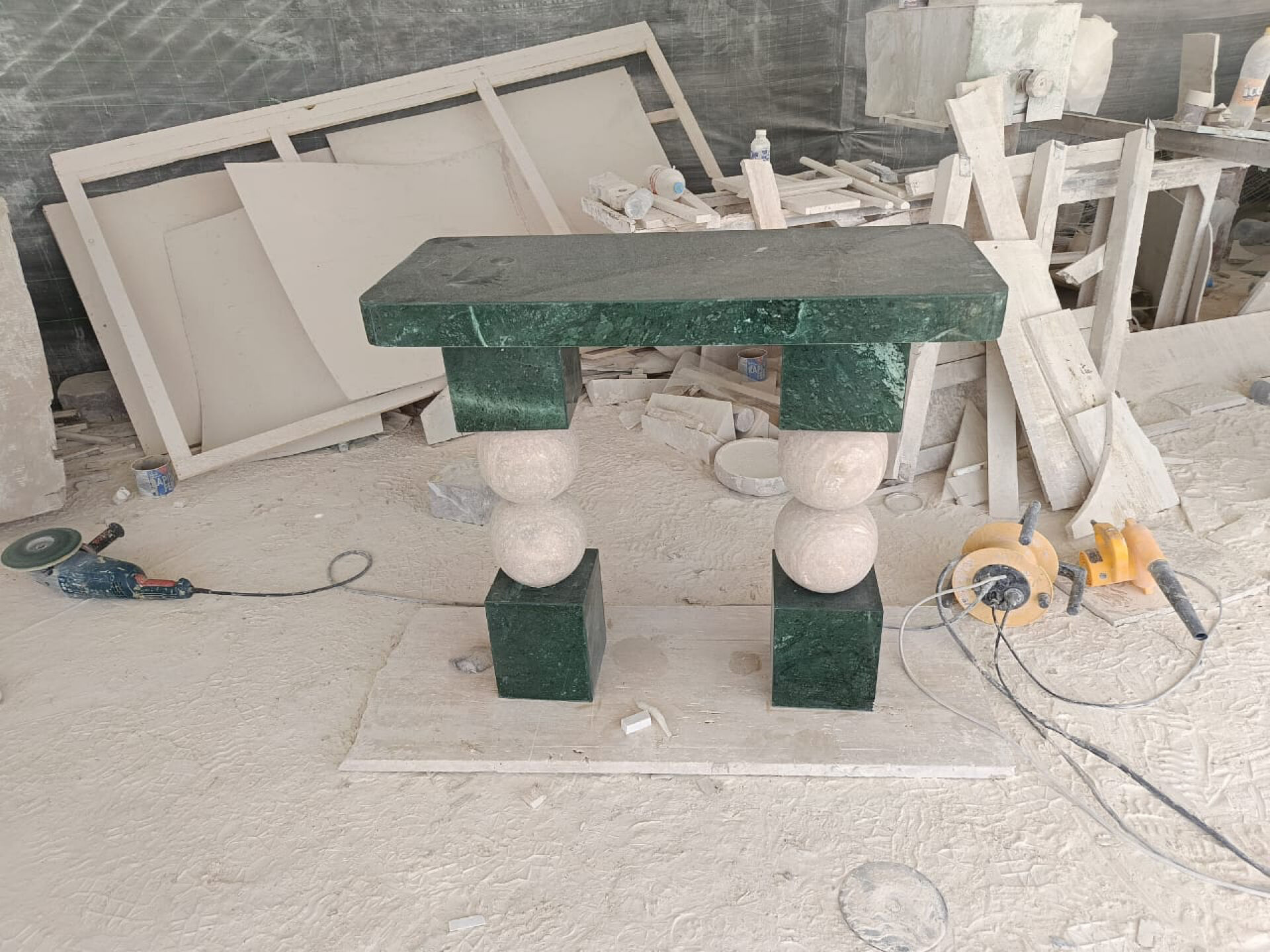 Console marbre et travertin