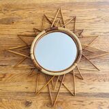 Miroir soleil rotin vintage 70