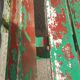 Former school bench patina green red
