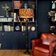 Large Ralph Lauren floor lamp in leather and brass