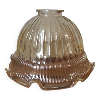 Lamp globe pendant lampshade pressed molded glass vintage amber