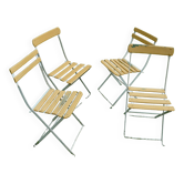Lot de 4 chaises de jardin pliantes à lattes vintage 1940