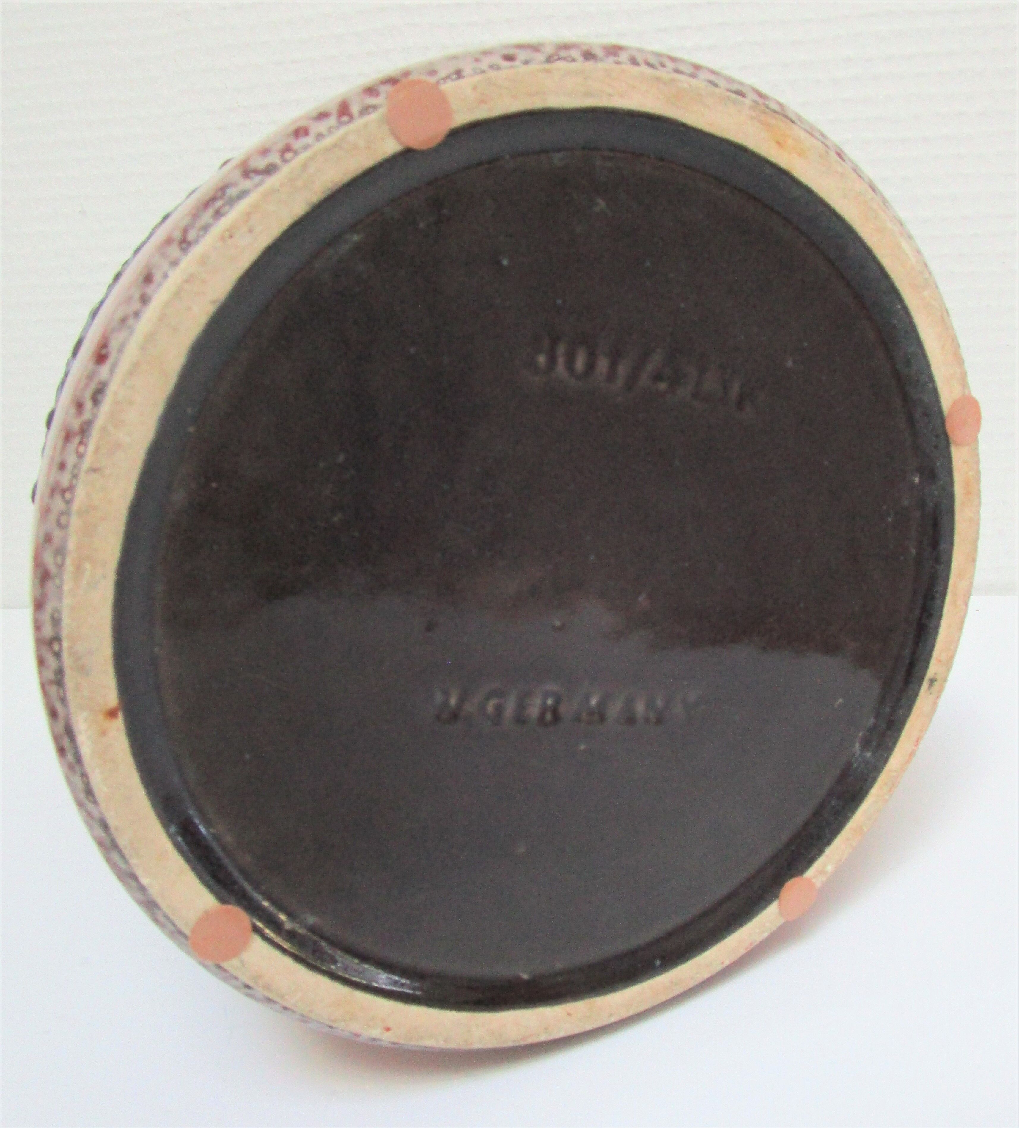 Enamelled ceramic pot with wood lid German design 70s