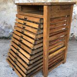 Oak craft cabinet has 13 drawers circa 40's / 50's