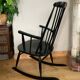 Vintage Scandinavian rocking chair in blackened wood from the 1970s