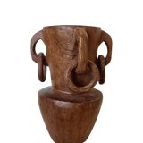 Vase en bois sculpté dans la masse 1950