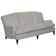 Howard & Sons canapé with feather cushions and ticking fabric, Victorian style.