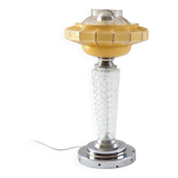 Art Deco glass and chrome lamp