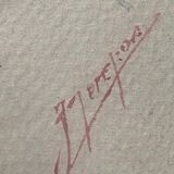 Watercolor painting "Bouquet of Eglantines" signed around 1900 on Vidalon paper
