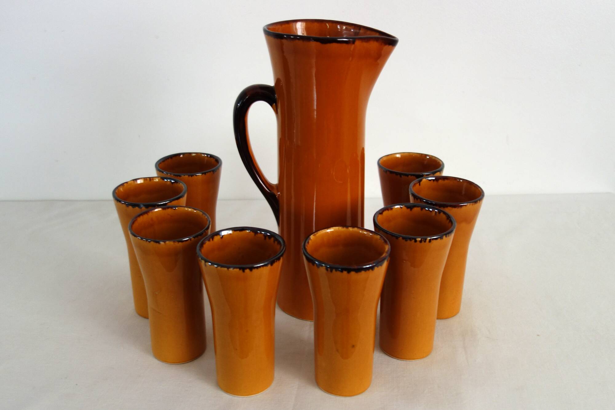 Vintage orangeade service signed Claude Paci, Vallauris, 1970s