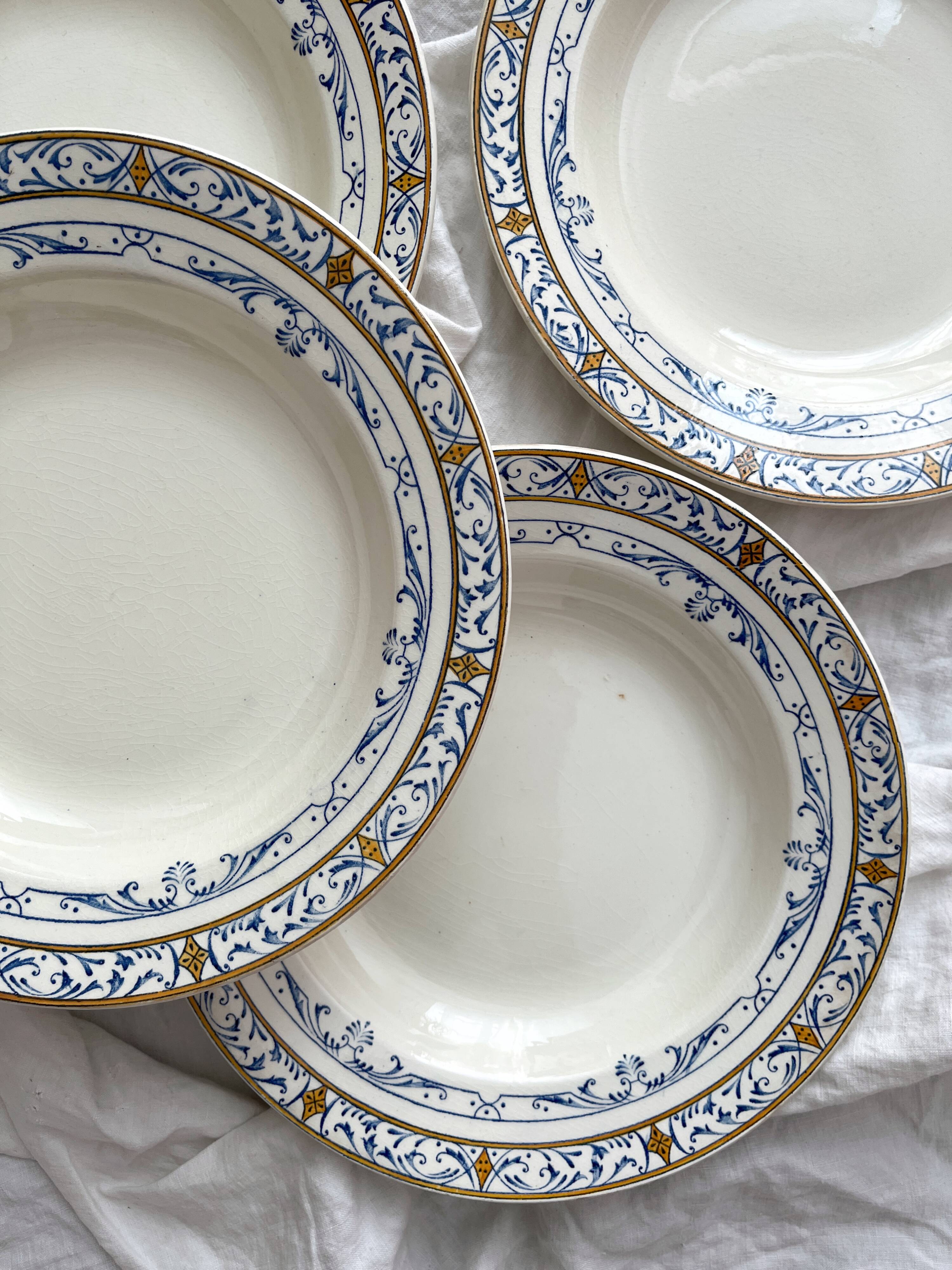 4 deep ironware plates “Colbert” Creil and Montereau