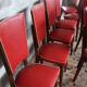 Lot de 8 chaises vintage bois et skai rouge