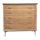 Commode vintage 5 tiroirs en chêne décapé