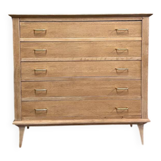 Vintage 5-drawer chest of drawers in stripped oak