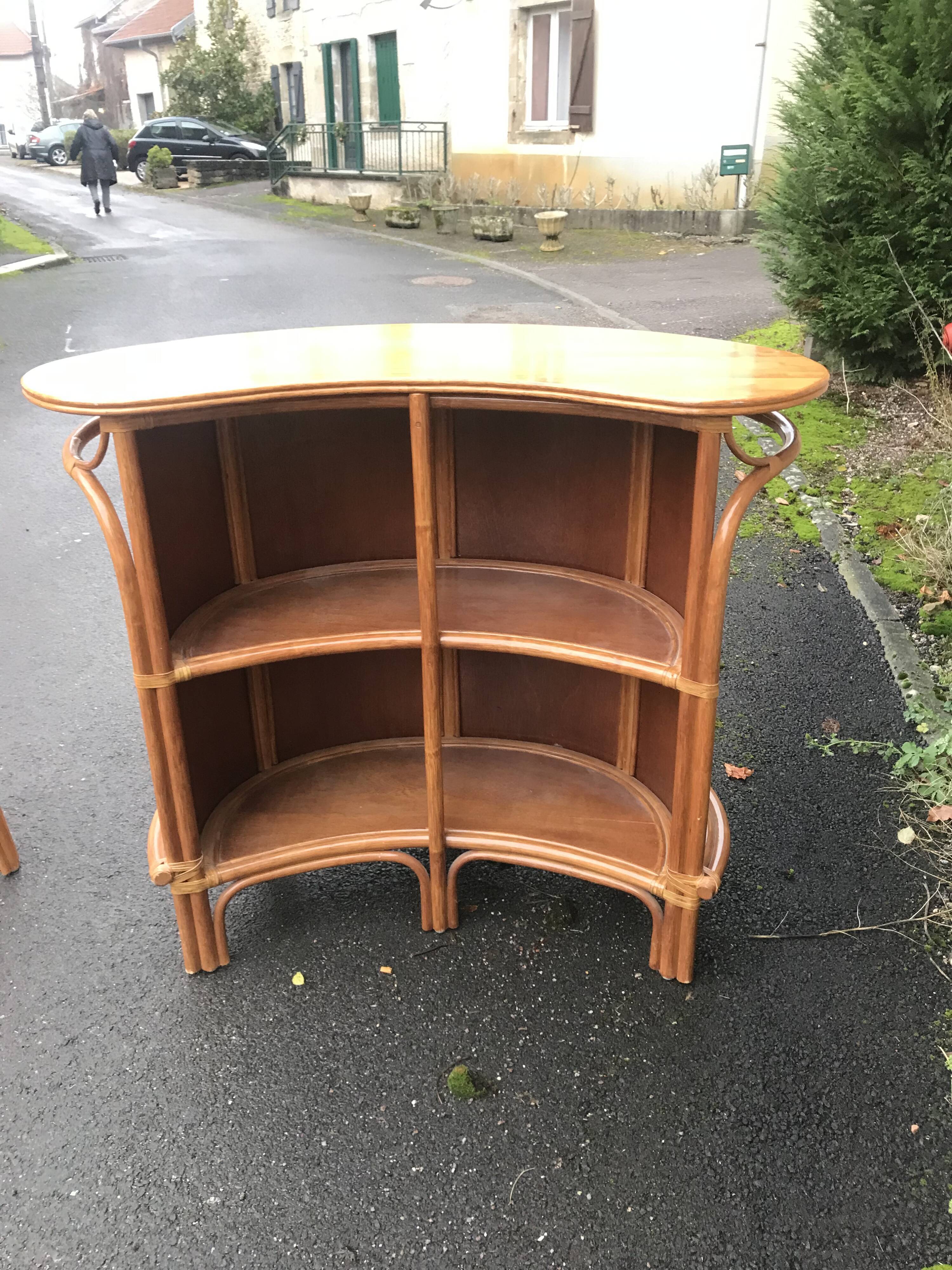 Rattan/bamboo bar and stools