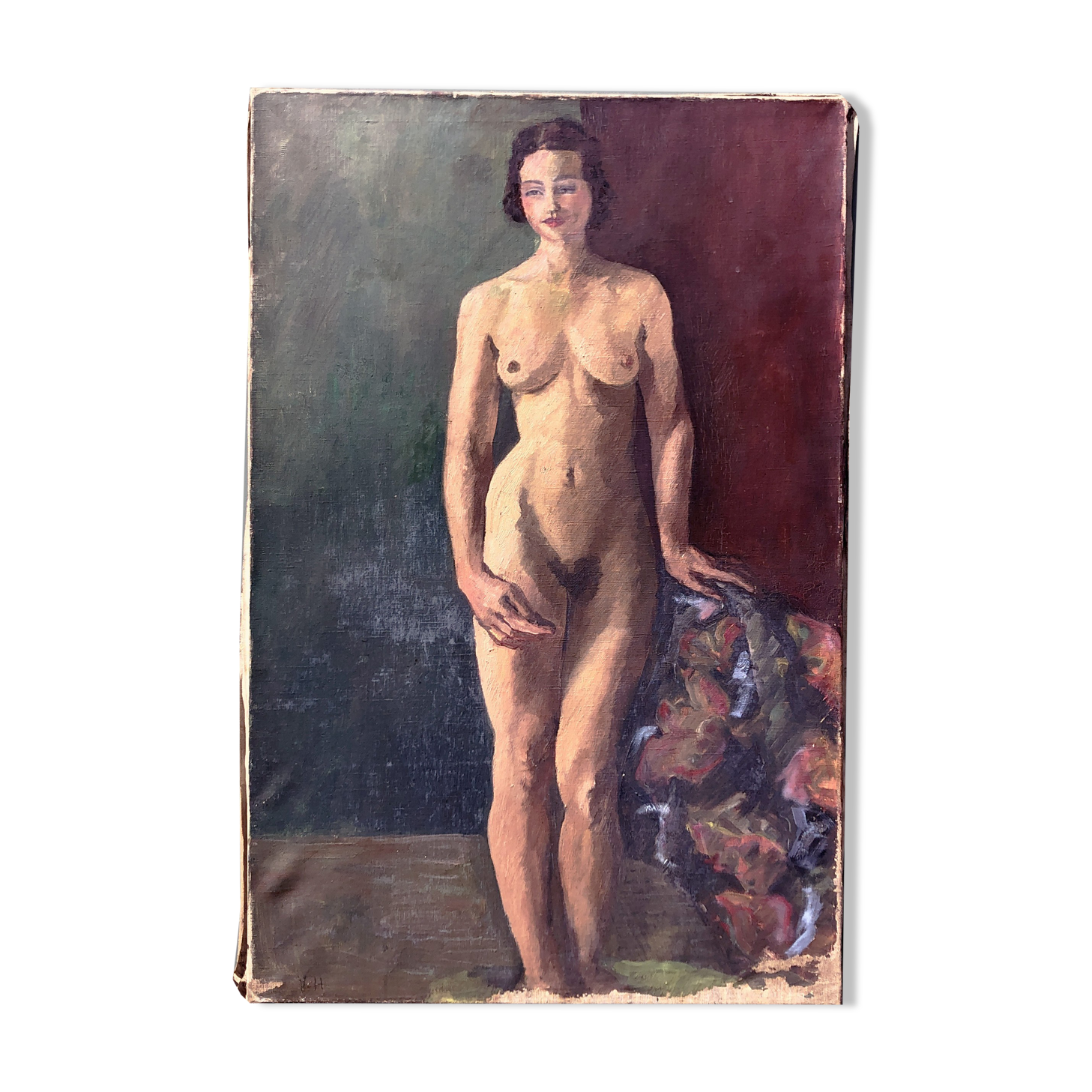 Female nude painting, oil on canvas