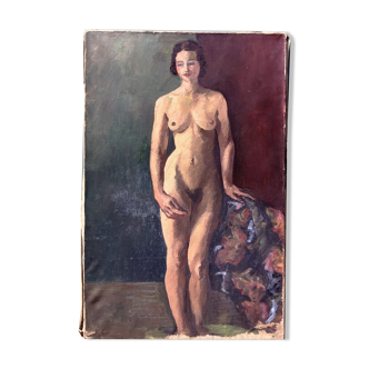 Female nude painting, oil on canvas