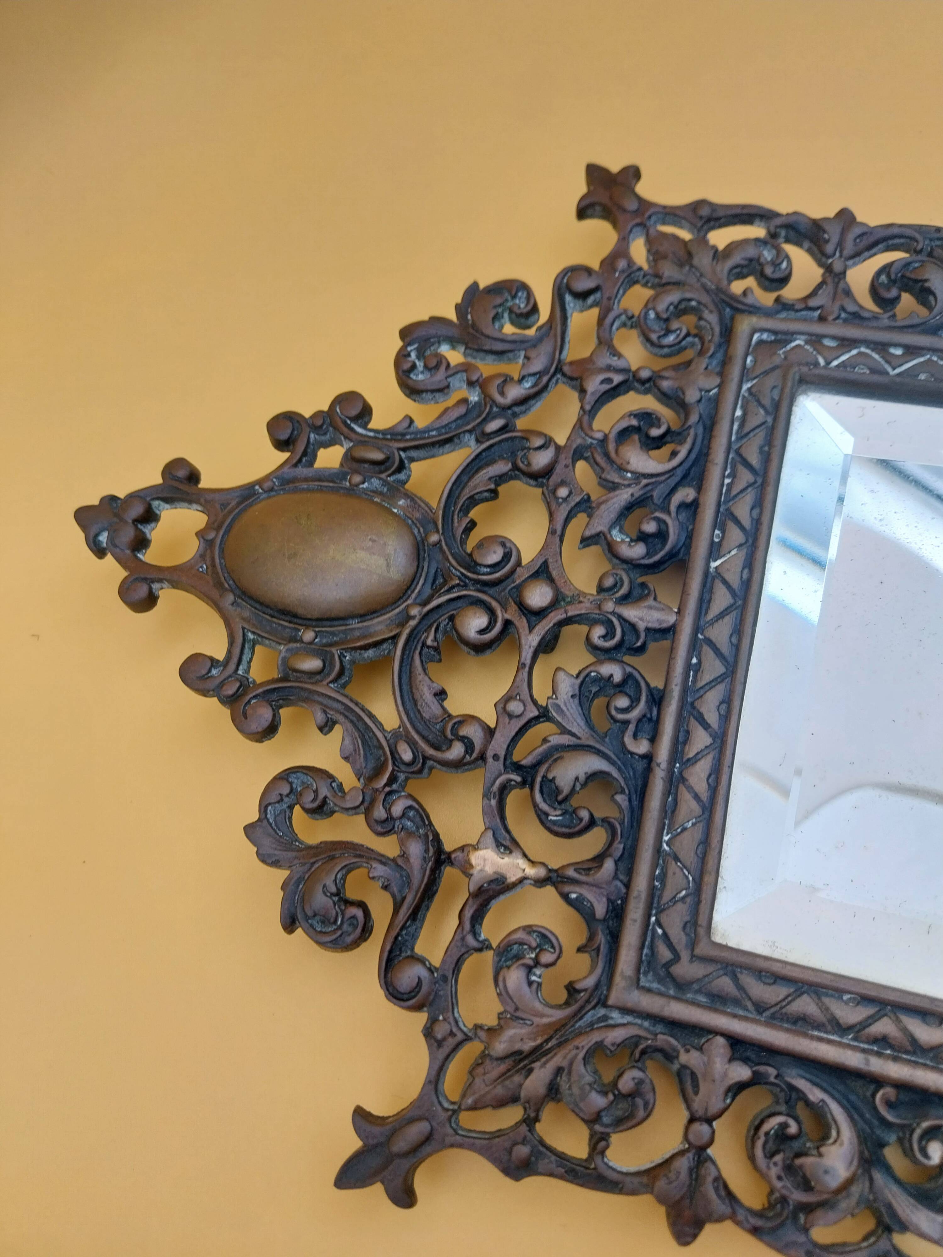 Applique miroir bougeoirs bronze doré