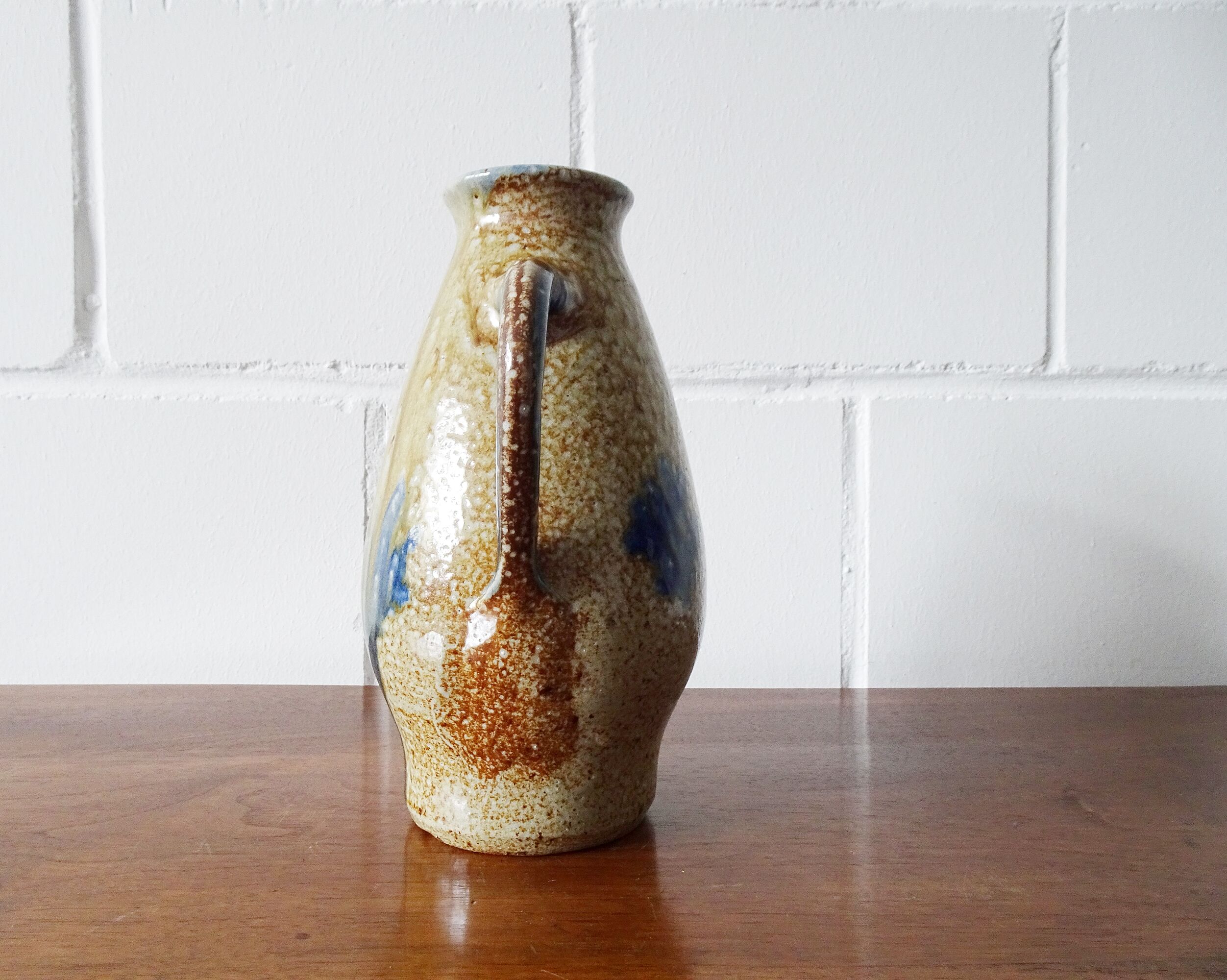 large ceramic jug with salt glaze, studio pottery