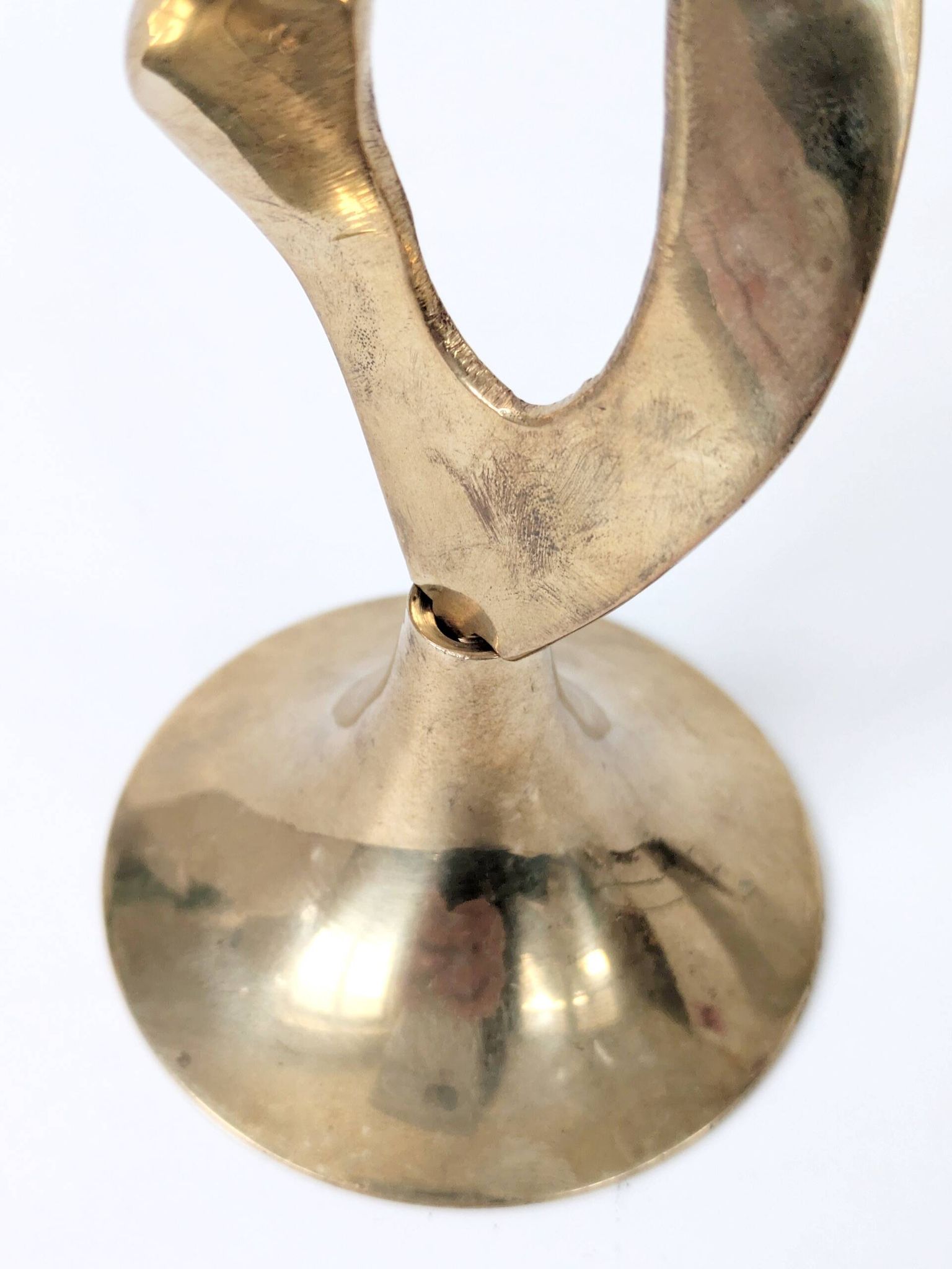 Set of 3 Vintage Twisted Brass Candle Holders, Midcentury