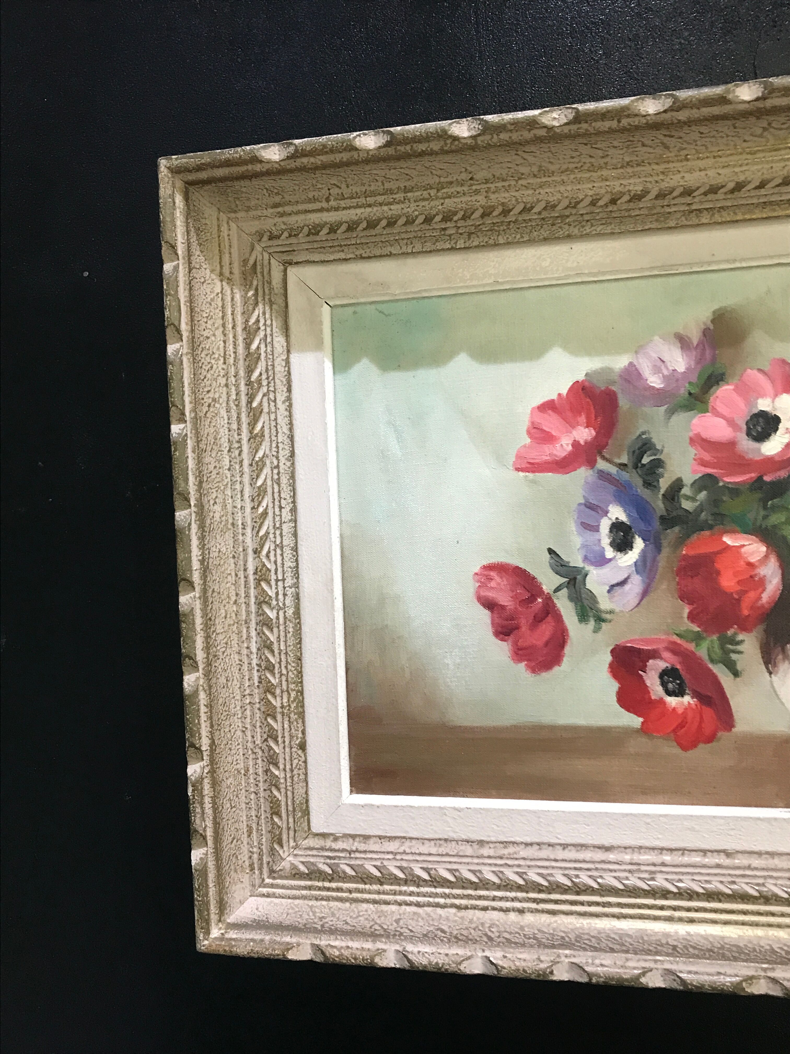 Painting on canvas bouquet of anemones