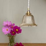 Vintage tulip pendant light in amber glass