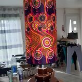 Vintage lamp of the years 70 faience and plasticized fabrics