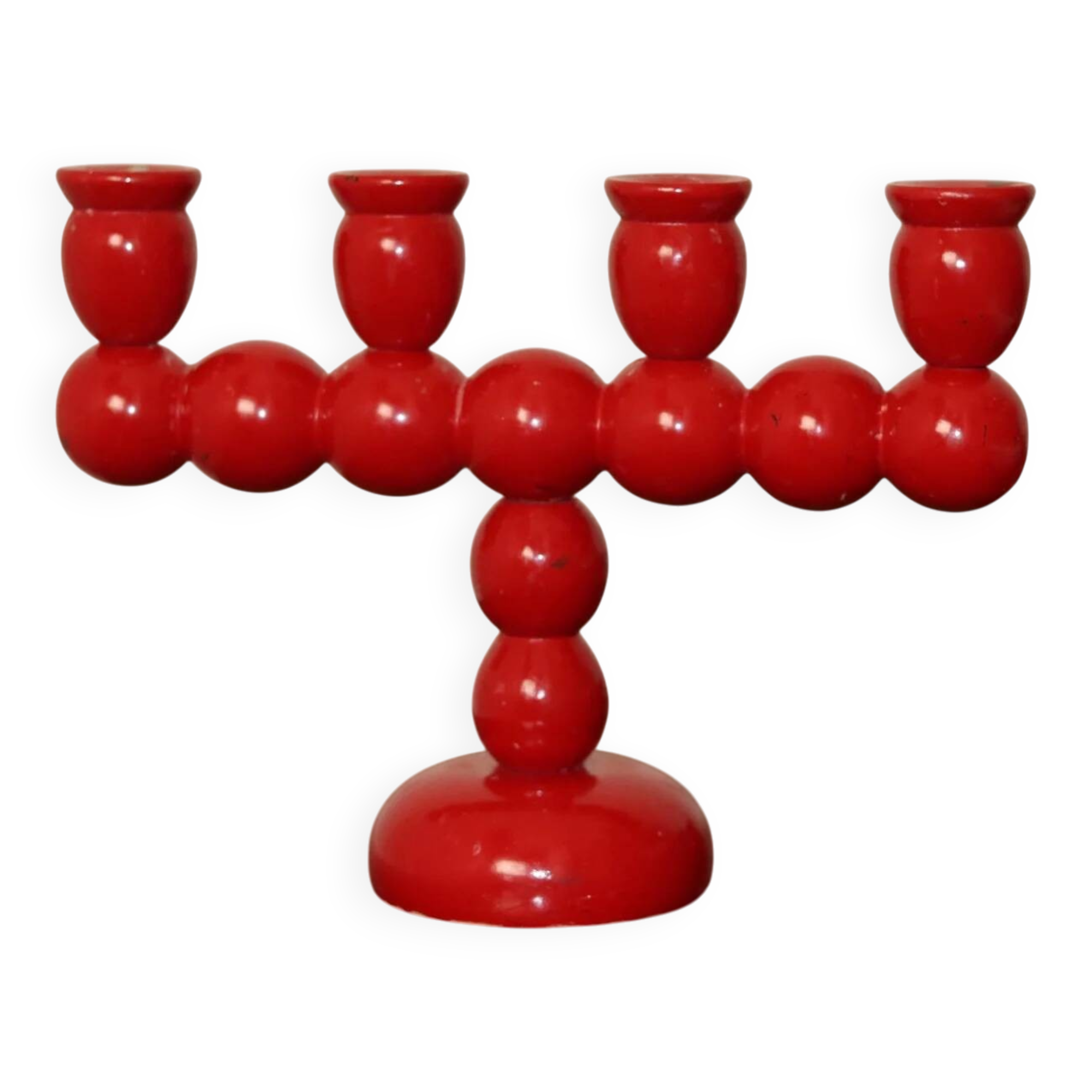 Four-arm Swedish bobbin candelabra