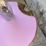Table basse vintage en rotin rose