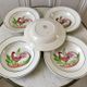 Lot of 5 hollow plates digoin sarreguemines model "rooster" years 40-50