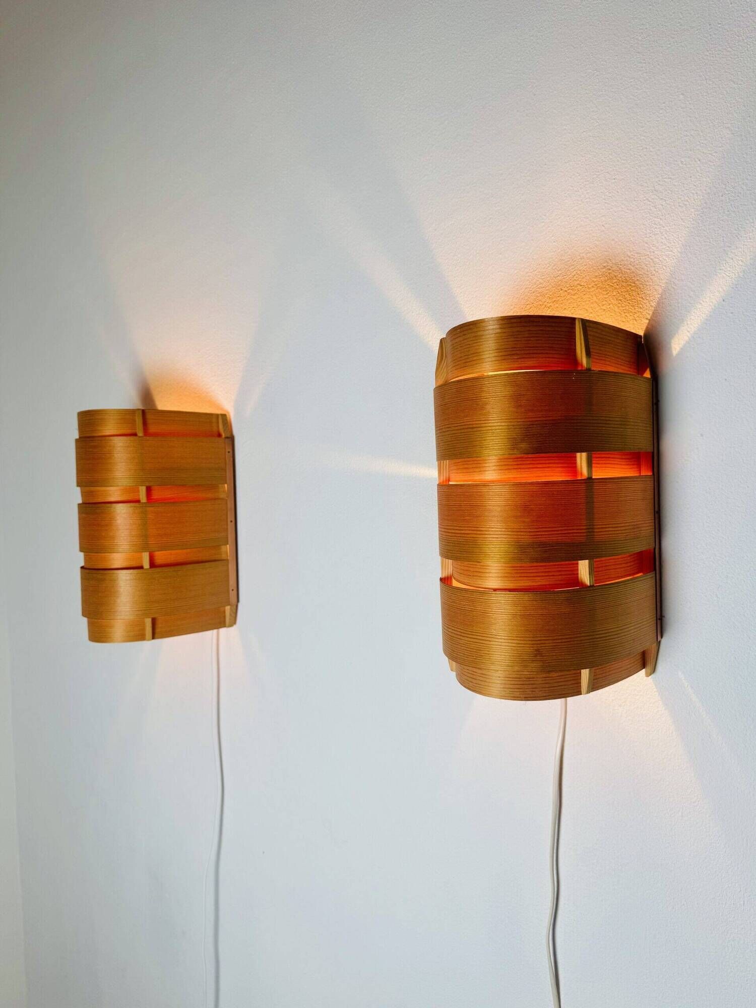 Model V155 Curved Pine Veneer Wall Lamps By Hans-Agne Jakobsson For Markaryd, Sweden 1960S