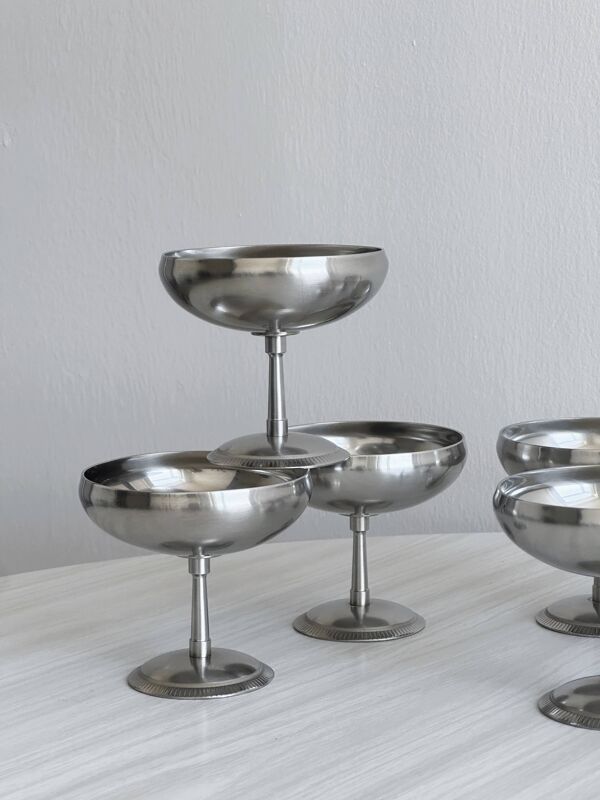 6 coupelles sur pied en inox Letang Remy
