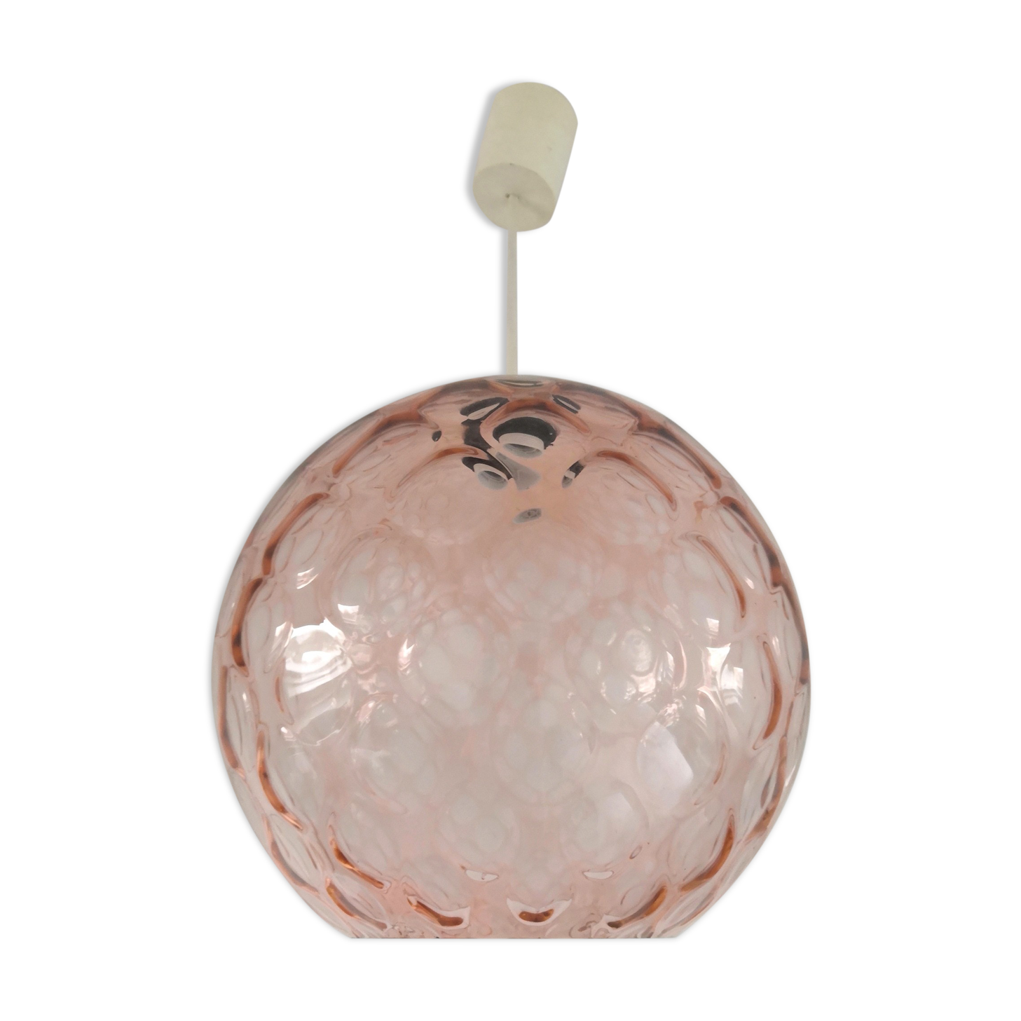 Suspension in bubble glass pink design 70s
