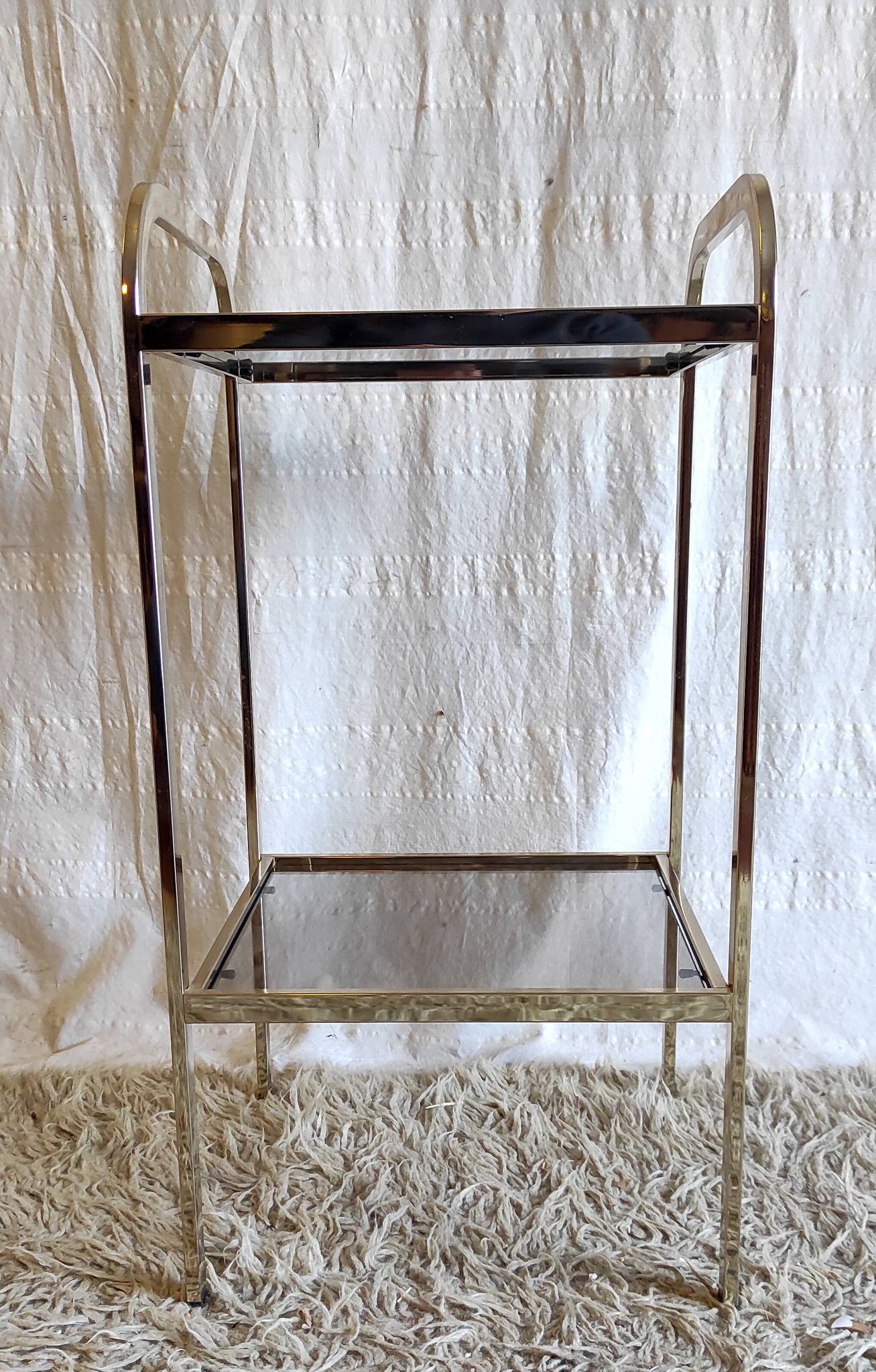 Gold metal and smoked glass side table - 1970s/80s