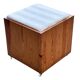 Vintage pinewood stool side table with compartment 70s design