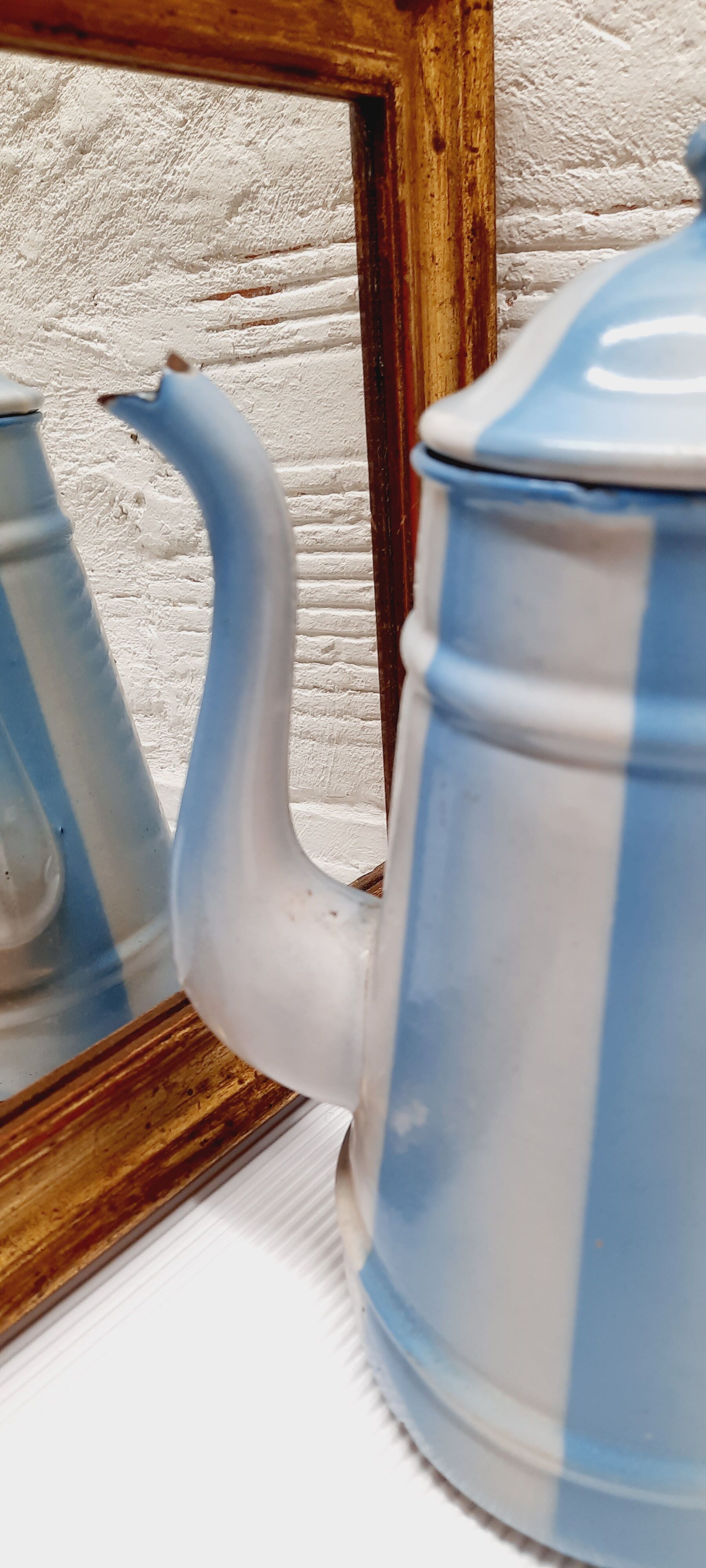 Blue enamelled coffee maker