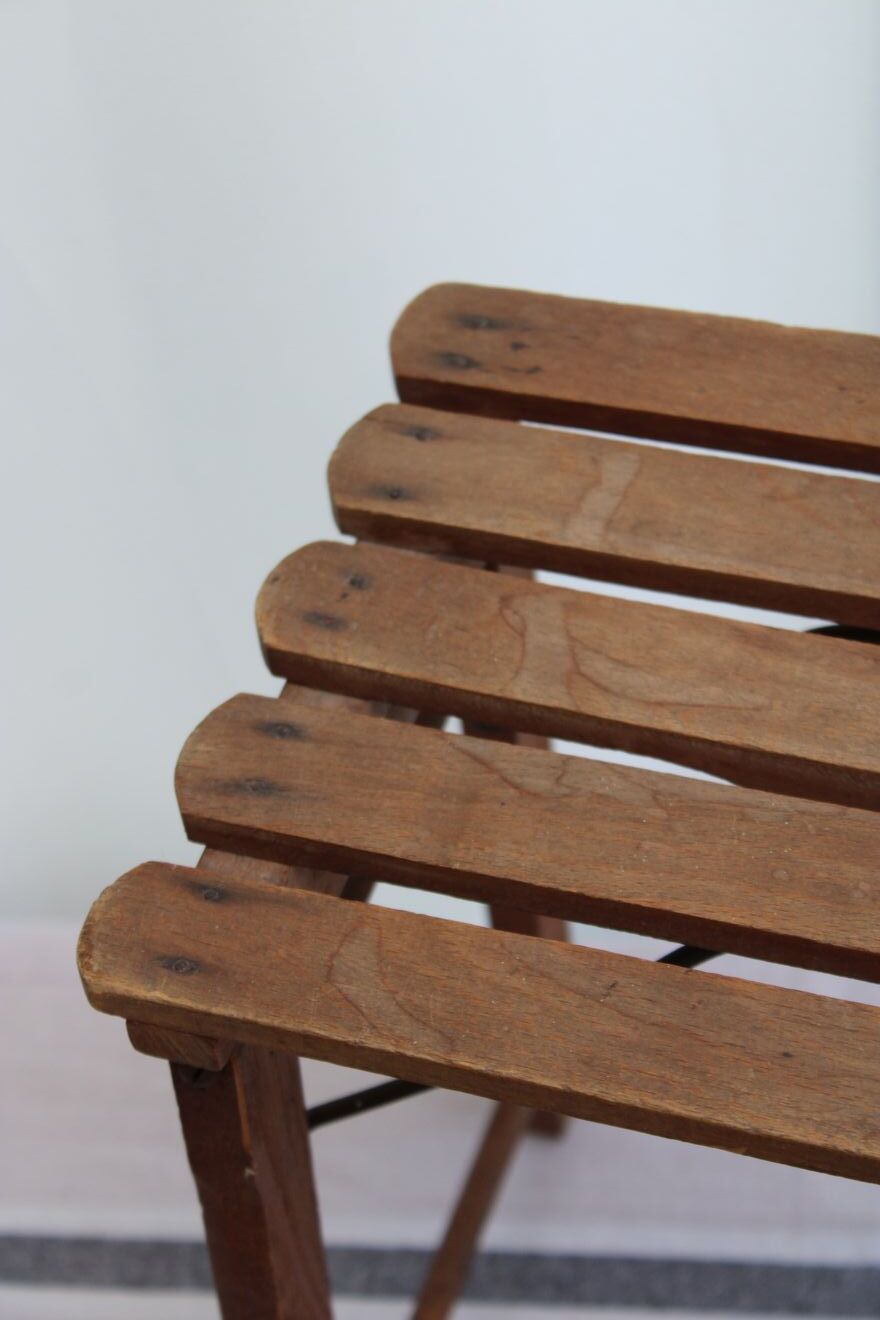 Folding wooden stool