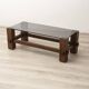 Vintage table 60s wood and glass design fontana arte