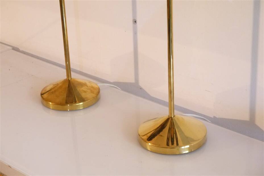 Pair of Swedish brass lamps from 1970.