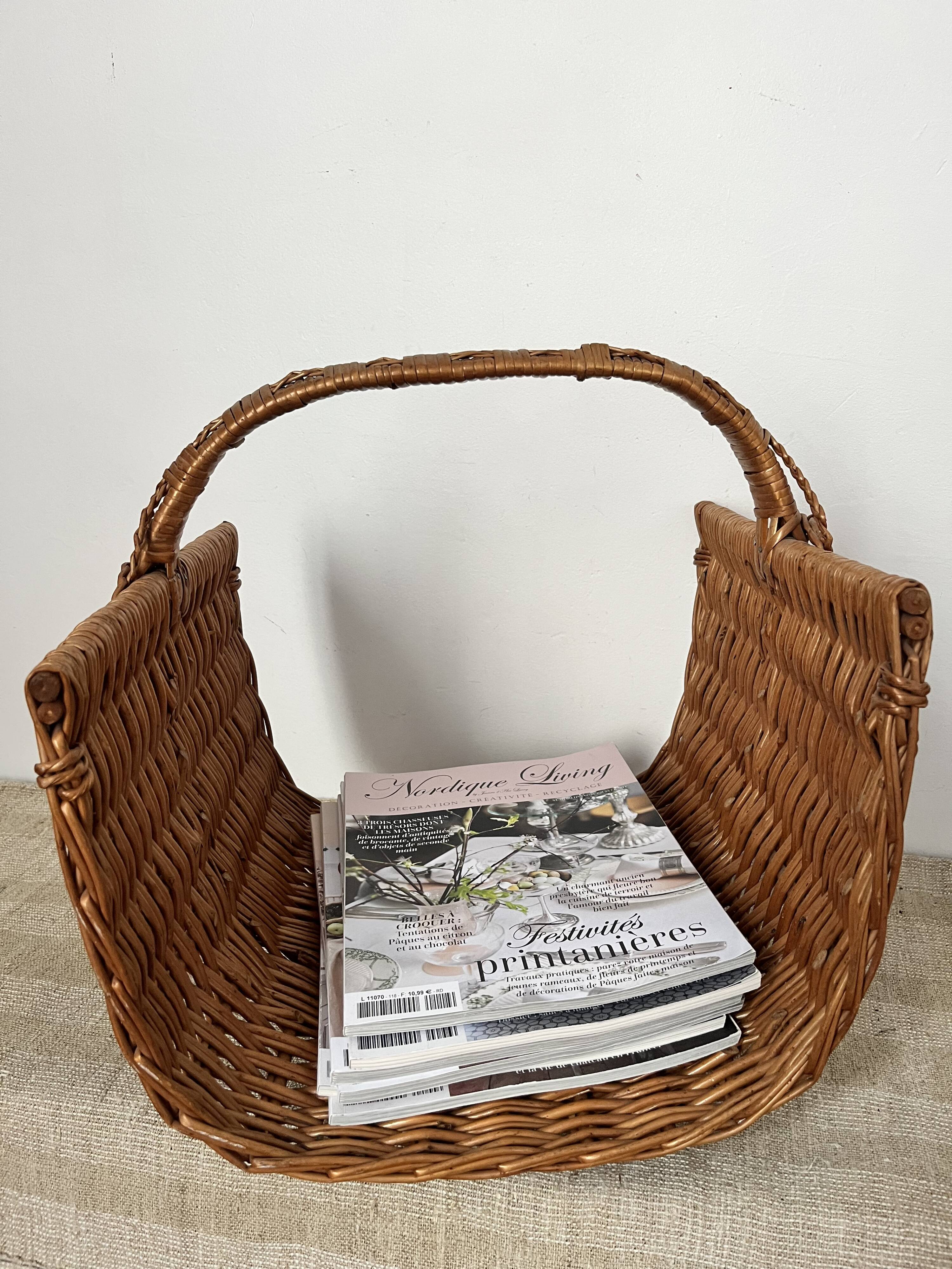 Log basket, woven wicker