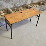 1960s double school table in oak and steel