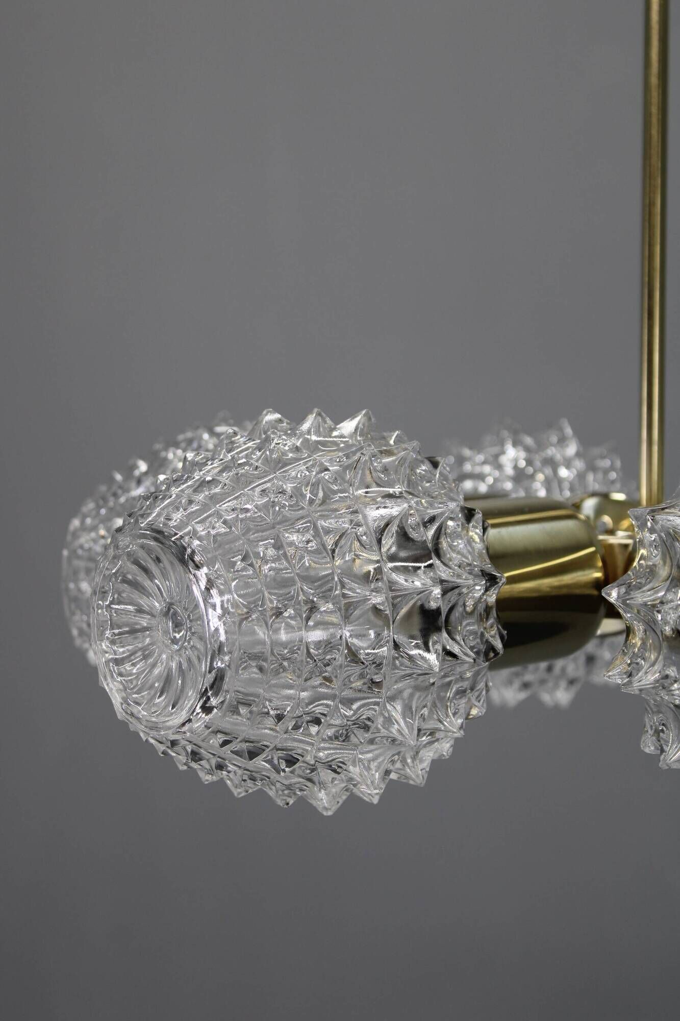 Mid-century Sputnik brass glass chandelier, 1970s Czechoslovakia