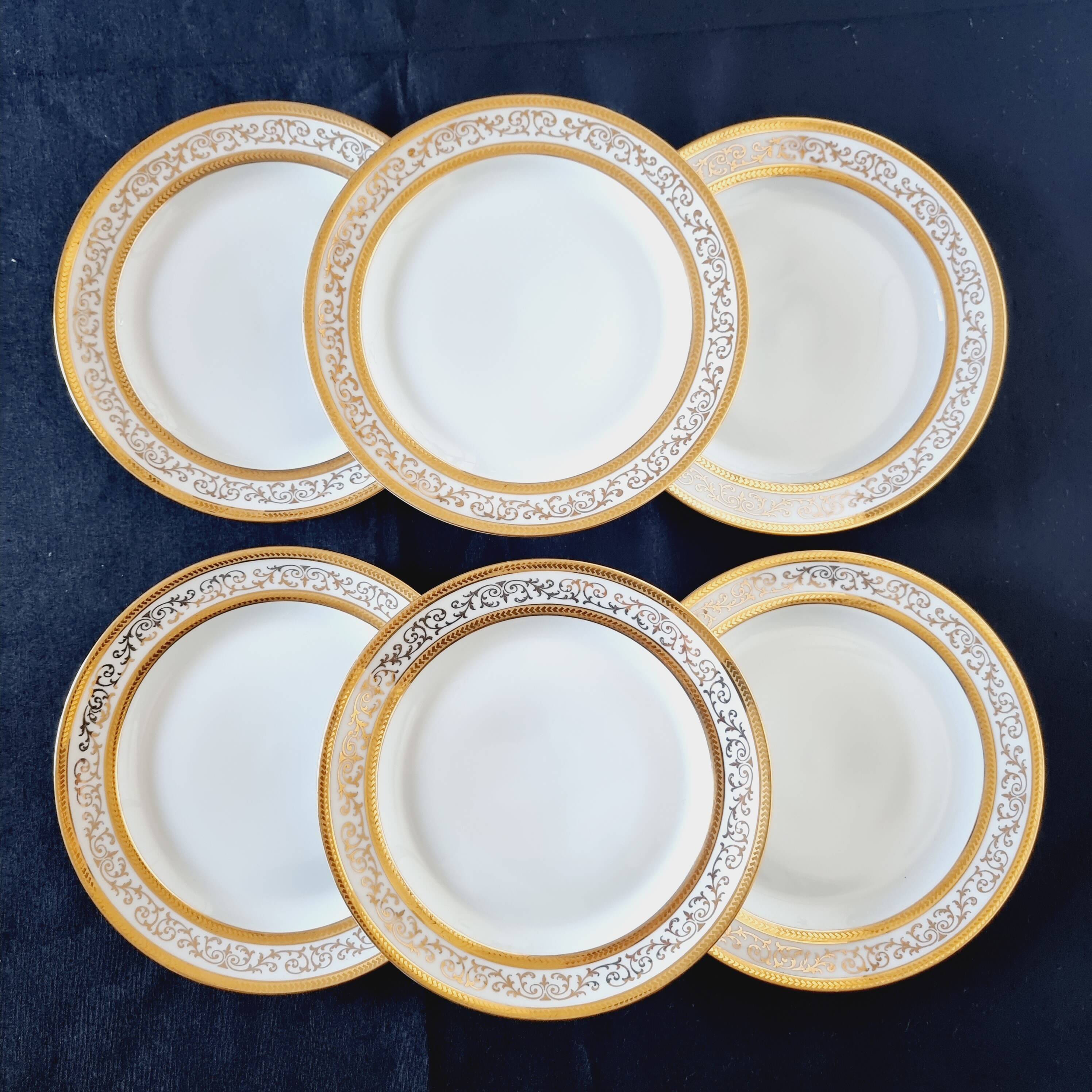 Ensemble de 6 assiettes à dessert ou à hors-d'œuvre en porcelaine fine de L