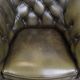 English Chesterfield club chair in olive green cowhide leather