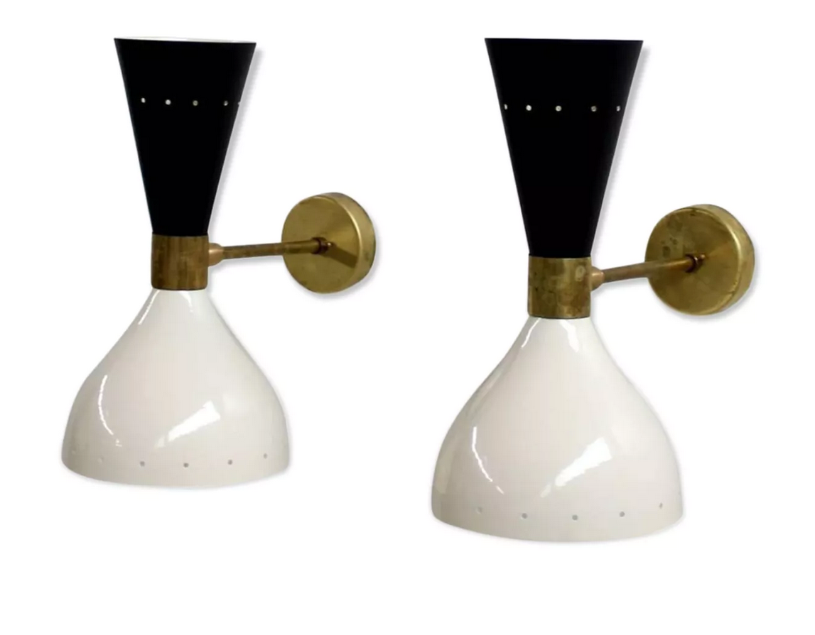 Pair wall lamps moonlight white&black
