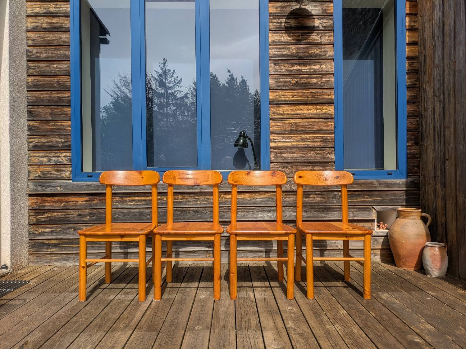 4 solid pine chairs by Rainer Daumiller - 1970s