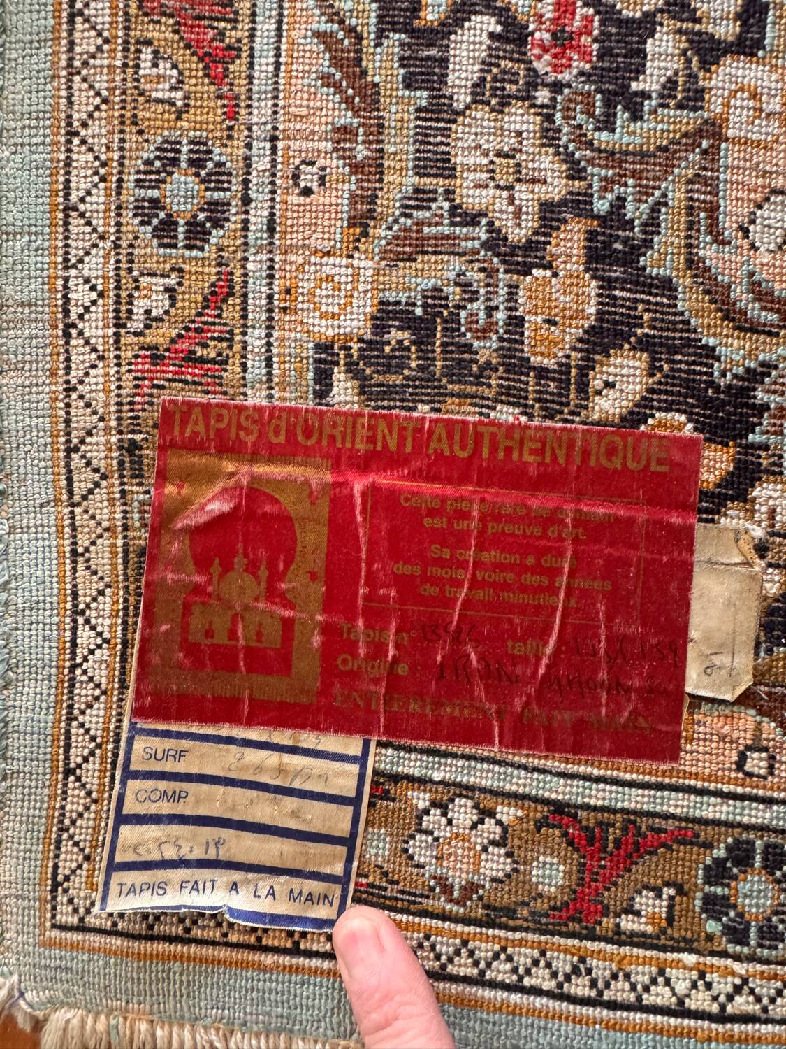 Antique Ghoum carpet from Iran in silk.