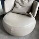 Design swivel armchair "CURL" by Roche Bobois - Light Grey Leather