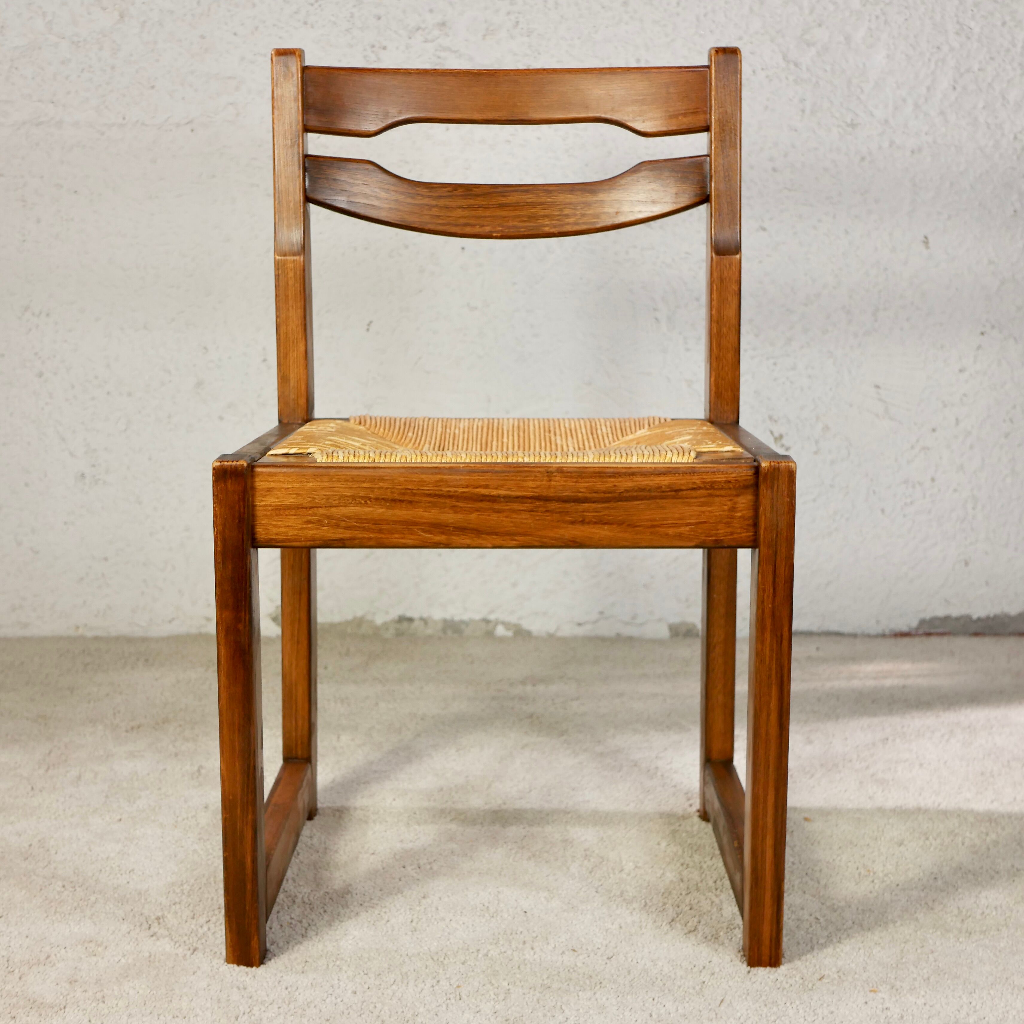 Series of 6 chairs in elm and rope Maison Regain