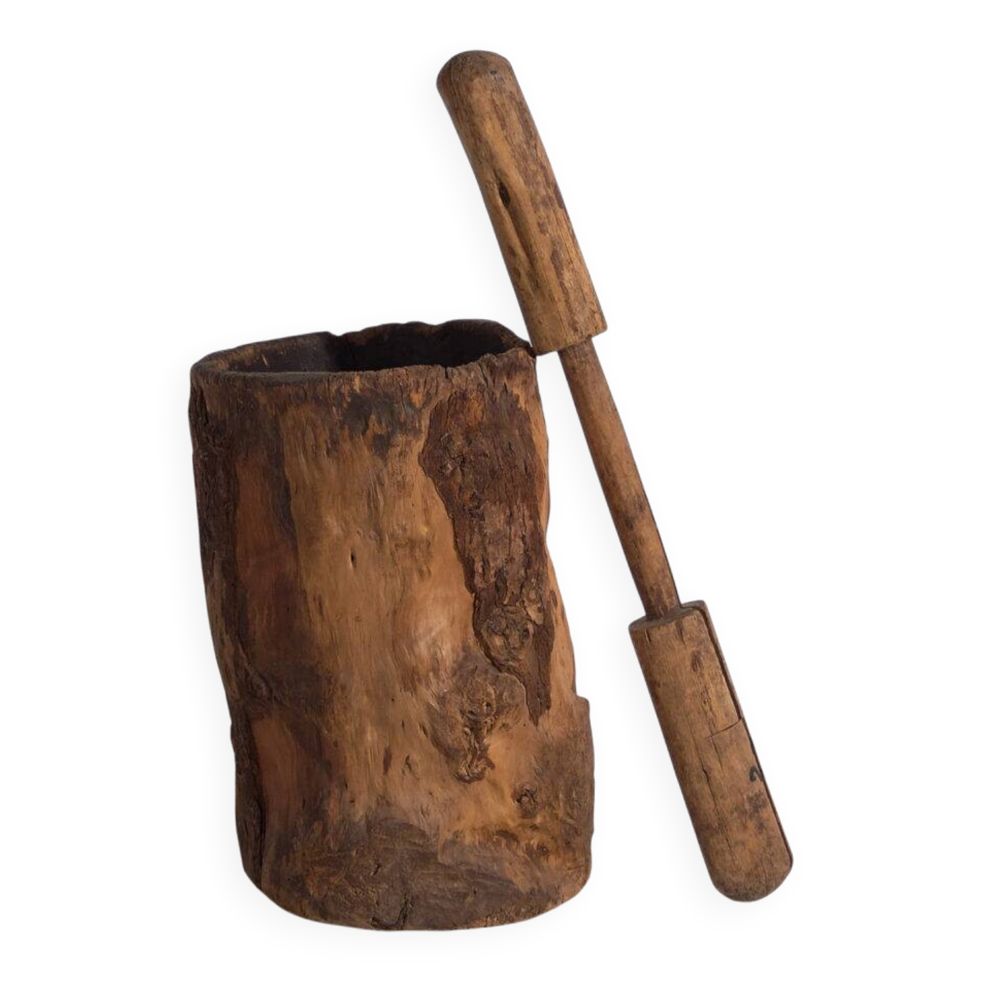 Large antique wabi-sabi style mortar and pestle (c.1920) #78
